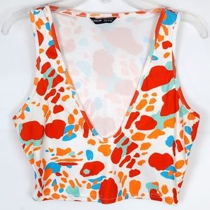 SHEIN Colorful Cropped Tank Top Womens S Crop Coquette Party Maximalism Beach